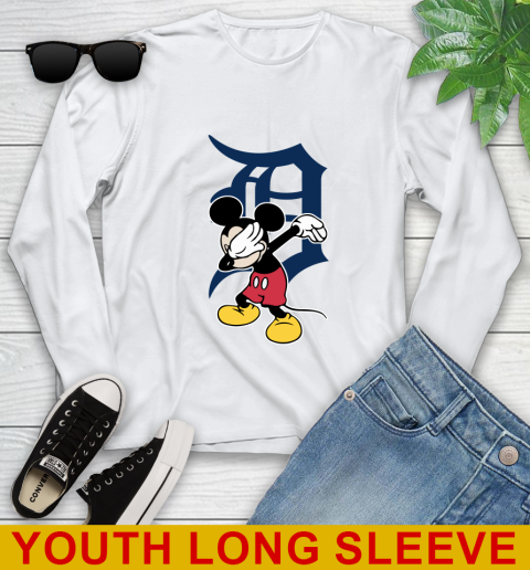 Detroit Tigers MLB Baseball Dabbing Mickey Disney Sports Youth Long Sleeve
