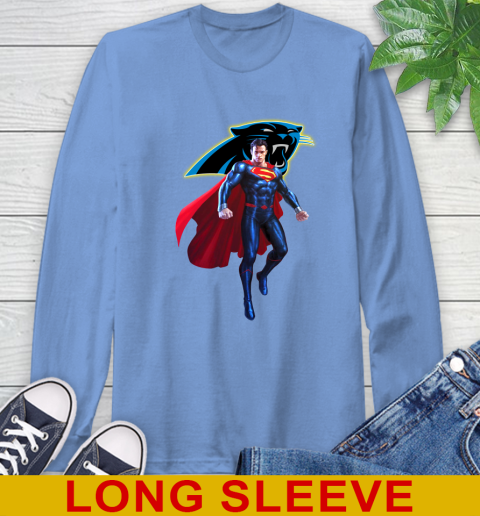 NFL Superman DC Sports Football Carolina Panthers Long Sleeve T-Shirt 11