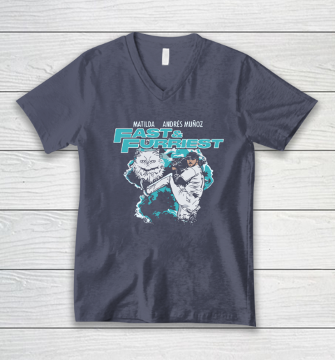 Matilda & Andres Muñoz Fast & Furriest Mariners V-Neck T-Shirt 6