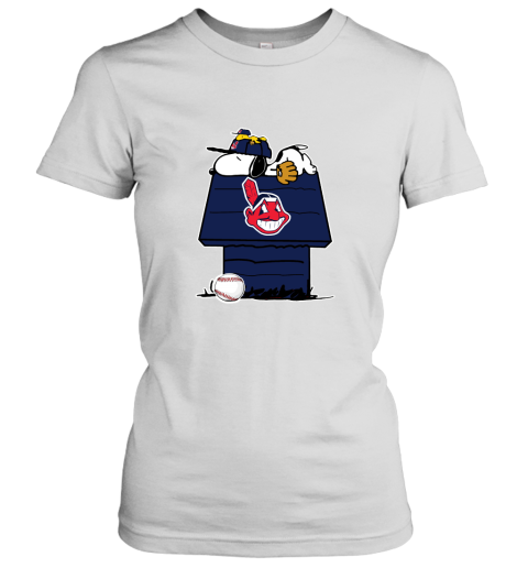 Cleveland Indians Snoopy And Woodstock Resting Together MLB Women's T-Shirt