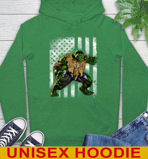 Anaheim Ducks Hulk Marvel Avengers NHL Hockey American Flag Hoodie 8