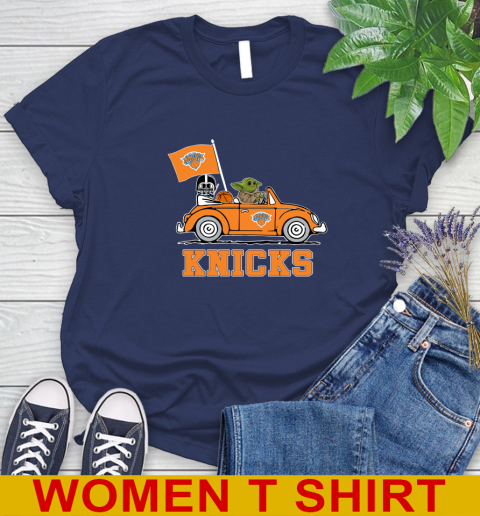 NBA Basketball New York Knicks Darth Vader Baby Yoda Driving Star Wars Shirt Women's T-Shirt 12