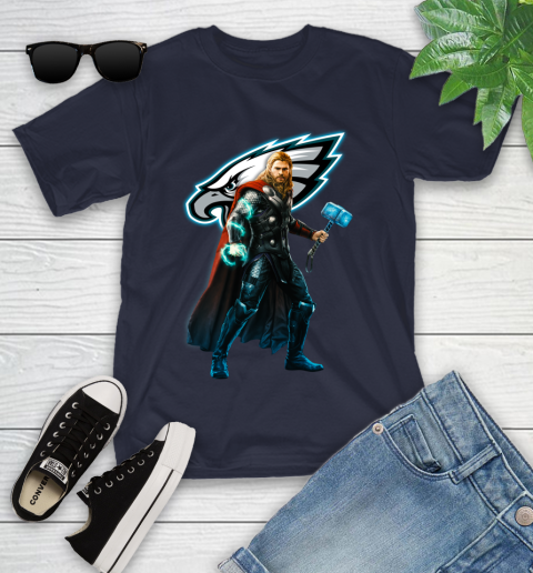 NFL Thor Avengers Endgame Football Philadelphia Eagles Youth T-Shirt 3
