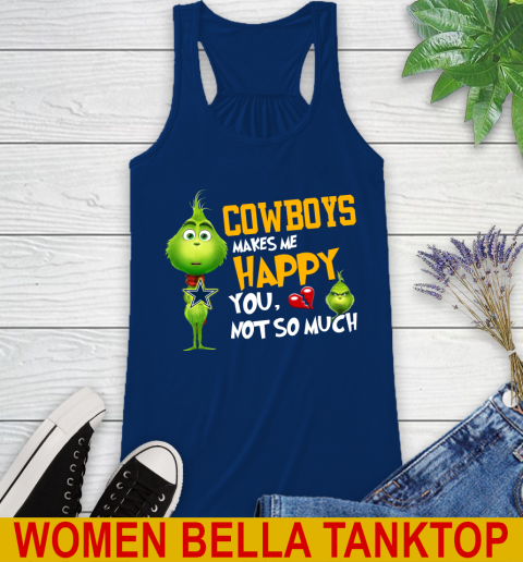 NFL Dallas Cowboys Makes Me Happy You Not So Much Grinch Football Sports Racerback Tank 7