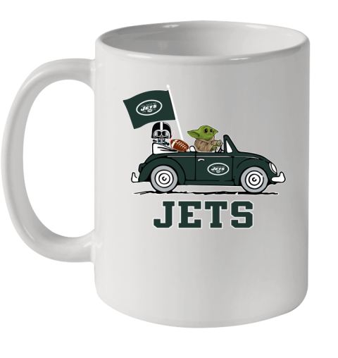 NFL Football New York Jets Darth Vader Baby Yoda Driving Star Wars Shirt Ceramic Mug 11oz