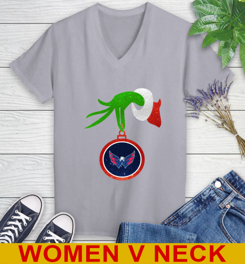 Winnipeg Jets Grinch Merry Christmas NHL Hockey Women's V-Neck T-Shirt 5