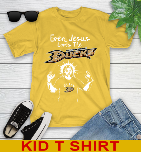 Anaheim Ducks NHL Hockey Even Jesus Loves The Ducks Shirt Youth T-Shirt 9