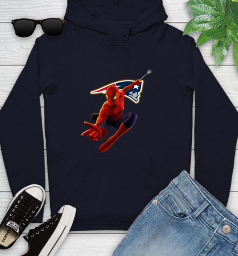 NFL Spider Man Avengers Endgame Football New England Patriots Youth Hoodie 4
