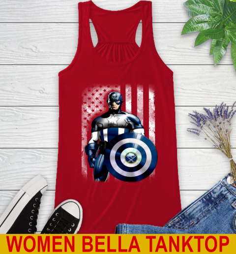 Buffalo Sabres NHL Hockey Captain America Marvel Avengers American Flag Shirt Racerback Tank 4