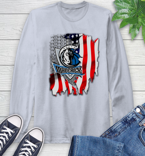 Dallas Mavericks NBA Basketball American Flag Long Sleeve T-Shirt 6