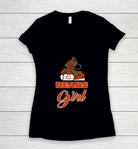Chicago Bears Girl NFL Women's V-Neck T-Shirt