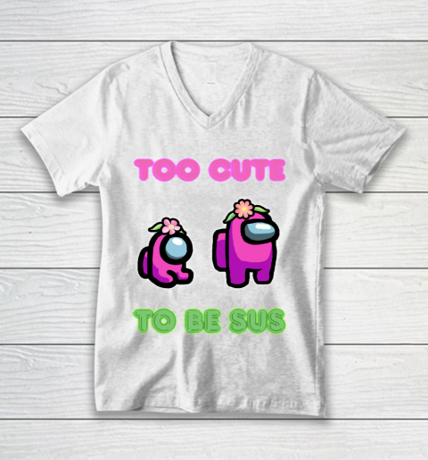 Among Us Shirts Too cute to be sus V-Neck T-Shirt