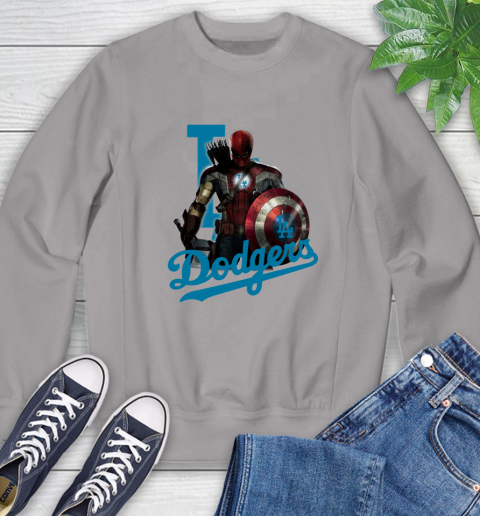 MLB Captain America Thor Spider Man Hawkeye Avengers Endgame Baseball Los Angeles Dodgers Sweatshirt 5