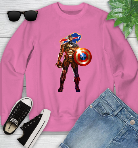 NFL Captain America Marvel Avengers Endgame Football Sports Buffalo Bills Youth Sweatshirt 7