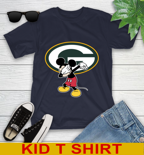 Green Bay Packers NFL Football Dabbing Mickey Disney Sports Youth T-Shirt 3