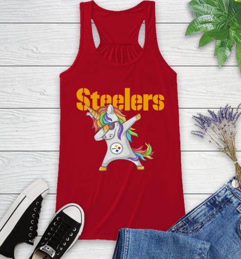 Pittsburgh Steelers NFL Football Funny Unicorn Dabbing Sports Racerback Tank 6