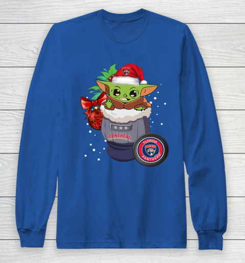 Florida Panthers Christmas Baby Yoda Star Wars Funny Happy NHL Long Sleeve T-Shirt 9