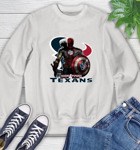 NFL Captain America Thor Spider Man Hawkeye Avengers Endgame Football Houston Texans Sweatshirt