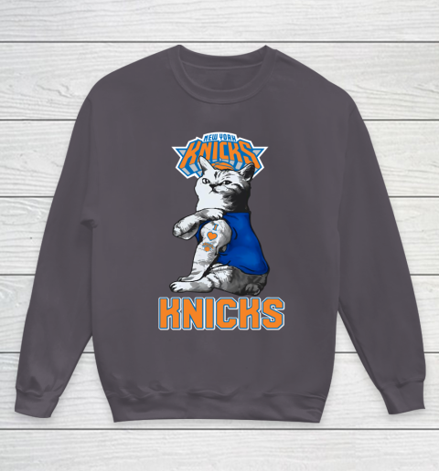NBA Basketball My Cat Loves New York Knicks Youth Sweatshirt 5