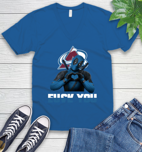 NHL Colorado Avalanche Deadpool Love You Fuck You Hockey Sports V-Neck T-Shirt 5