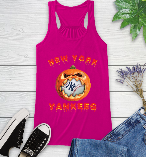 MLB New York Yankees Halloween Pumpkin Baseball Sports Racerback Tank 9 MLB New York Yankees Halloween Pumpkin Baseball Sports Racerback Tank - Image 9