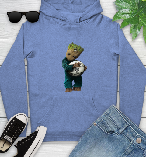 NBA Groot Guardians Of The Galaxy Basketball Sports Brooklyn Nets Youth Hoodie 12