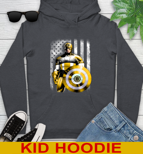 Boston Bruins NHL Hockey Captain America Marvel Avengers American Flag Shirt Youth Hoodie 9