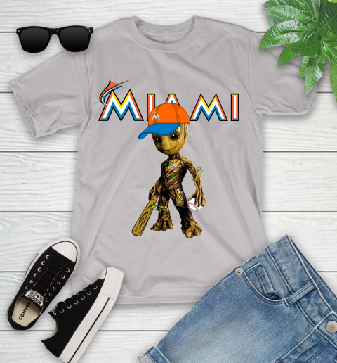 MLB Miami Marlins Groot Guardians Of The Galaxy Baseball Youth T-Shirt 12