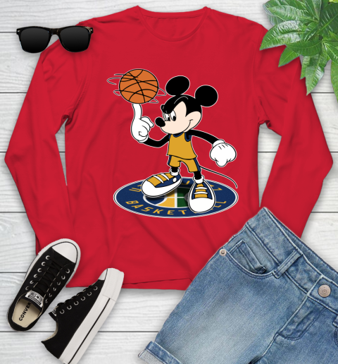 NBA Basketball Utah Jazz Cheerful Mickey Disney Shirt Youth Long Sleeve 11