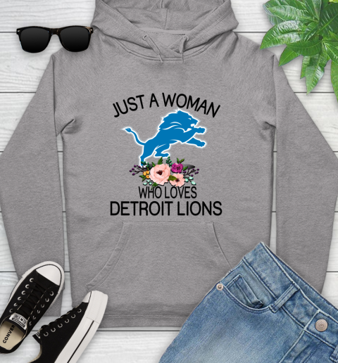 NFL Just A Woman Who Loves Detroit Lions Football Sports Youth Hoodie 4