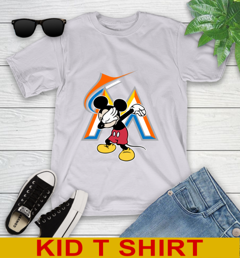 Miami Marlins MLB Baseball Dabbing Mickey Disney Sports Youth T-Shirt 5