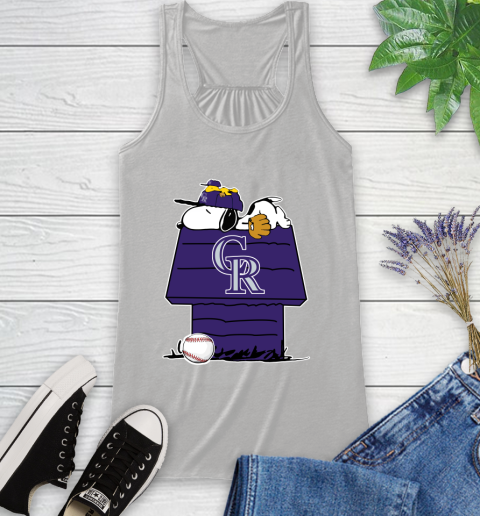 MLB Colorado Rockies Snoopy Woodstock The Peanuts Movie Baseball T Shirt Racerback Tank