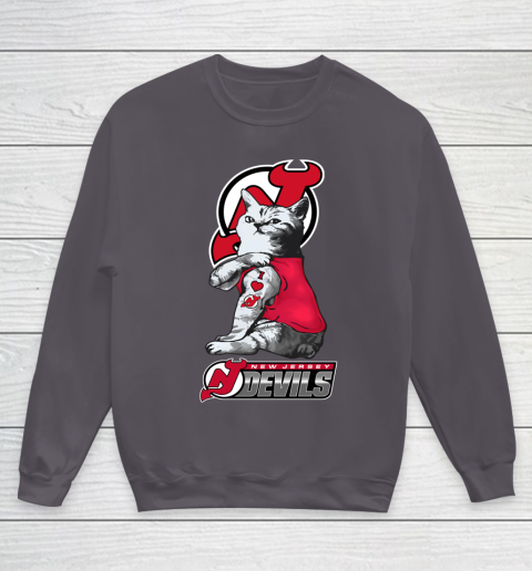 NHL My Cat Loves New Jersey Devils Hockey Youth Sweatshirt 5