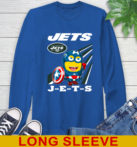 NFL Football New York Jets Captain America Marvel Avengers Minion Shirt Long Sleeve T-Shirt 11