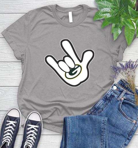 Green Bay Packers NFL Football Mickey Rock Hand Disney Women's T-Shirt 5