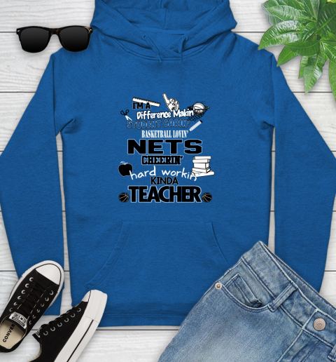 Brooklyn Nets NBA I'm A Difference Making Student Caring Basketball Loving Kinda Teacher Youth Hoodie 11