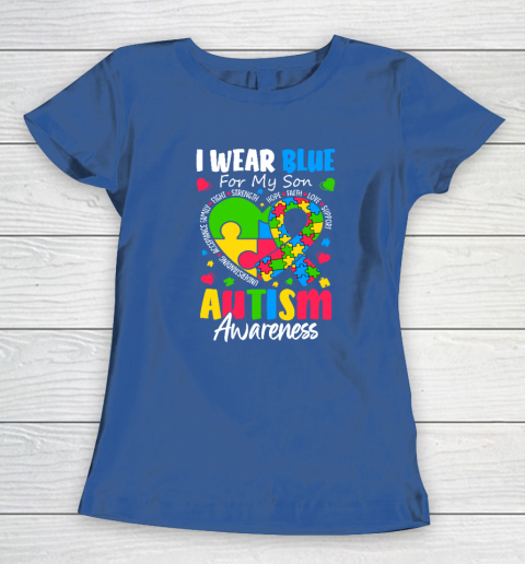 I Wear Blue For My Son Autism Awareness Women's T-Shirt 6