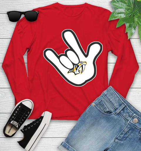 Nashville Predators NHL Hockey Mickey Rock Hand Disney Youth Long Sleeve 11
