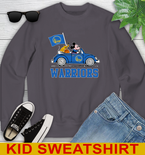 NBA Basketball Golden State Warriors Pluto Mickey Driving Disney Shirt Youth Sweatshirt 6