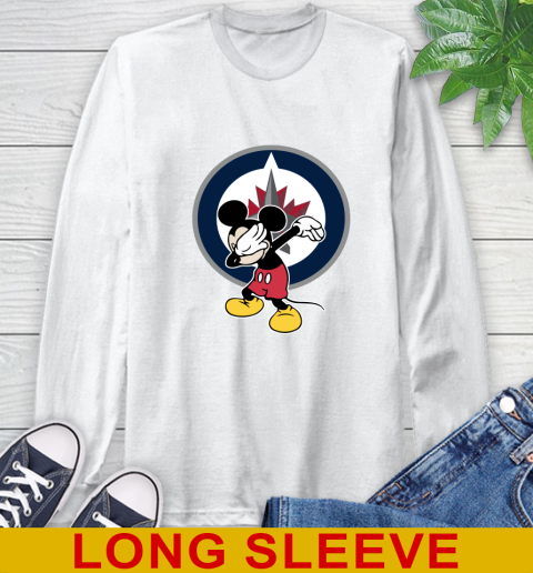 Winnipeg Jets NHL Hockey Dabbing Mickey Disney Sports Long Sleeve T-Shirt