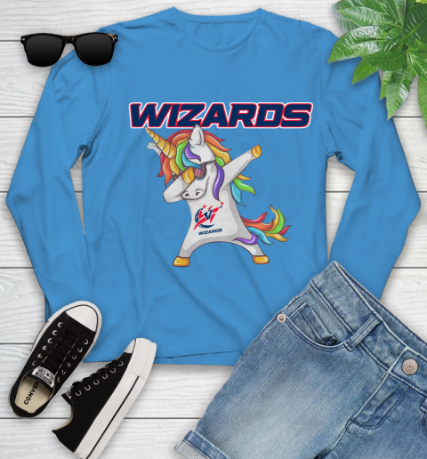 Washington Wizards NBA Basketball Funny Unicorn Dabbing Sports Youth Long Sleeve 7