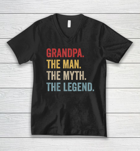 Grandpa The Man The Myth The Legend Father's Day V-Neck T-Shirt