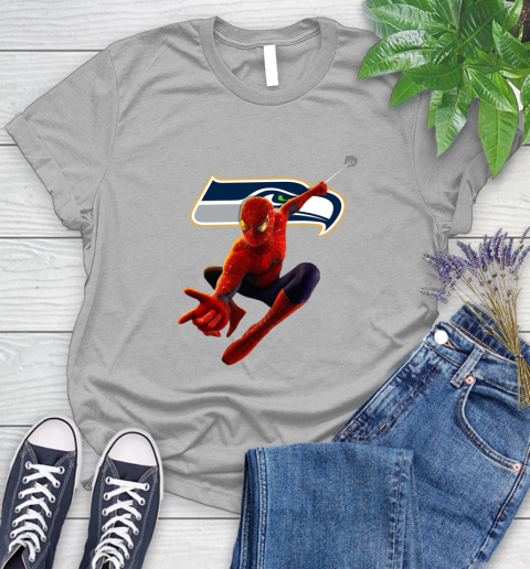 NFL Spider Man Avengers Endgame Football Seattle Seahawks Women's T-Shirt 5
