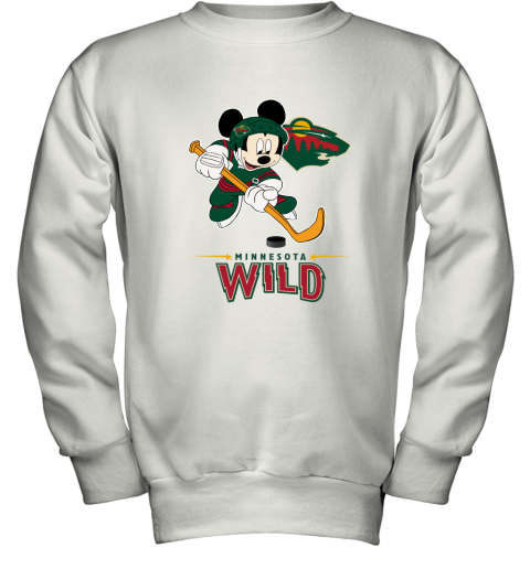 NHL Hockey Mickey Mouse Team Minnesota Wild Youth Sweatshirt