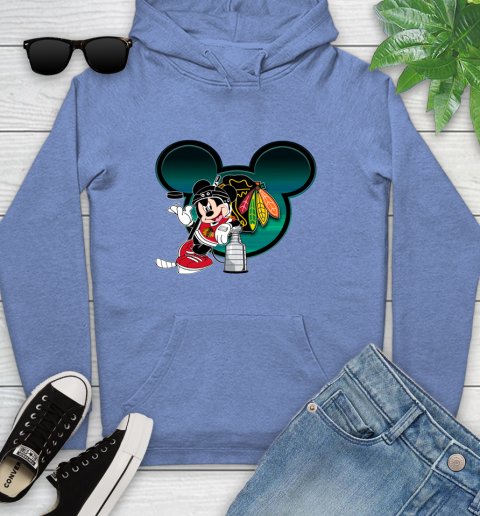 NHL Chicago Blackhawks Stanley Cup Mickey Mouse Disney Hockey T Shirt Youth Hoodie 12