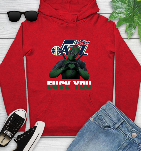 NBA Utah Jazz Deadpool Love You Fuck You Basketball Sports Youth Hoodie 12