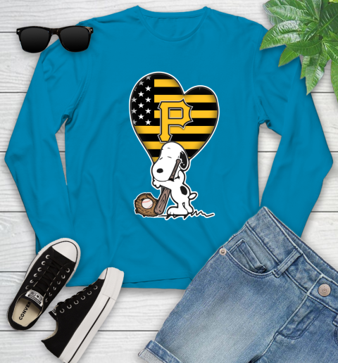 Pittsburgh Pirates MLB Baseball The Peanuts Movie Adorable Snoopy Youth Long Sleeve 7