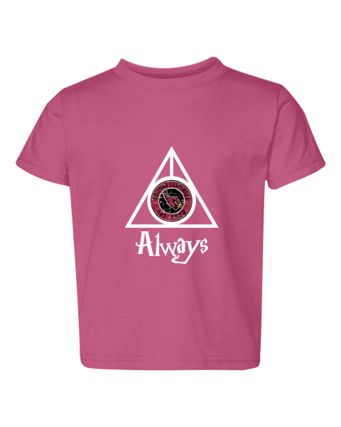 2byw always love the arizona cardinals x harry potter mashup toddler fine jersey tee 3321 96 front raspberry