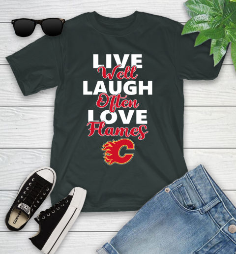 NHL Hockey Calgary Flames Live Well Laugh Often Love Shirt Youth T-Shirt 5