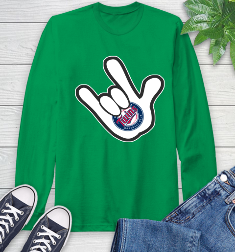 Minnesota Twins MLB Baseball Mickey Rock Hand Disney Long Sleeve T-Shirt 7